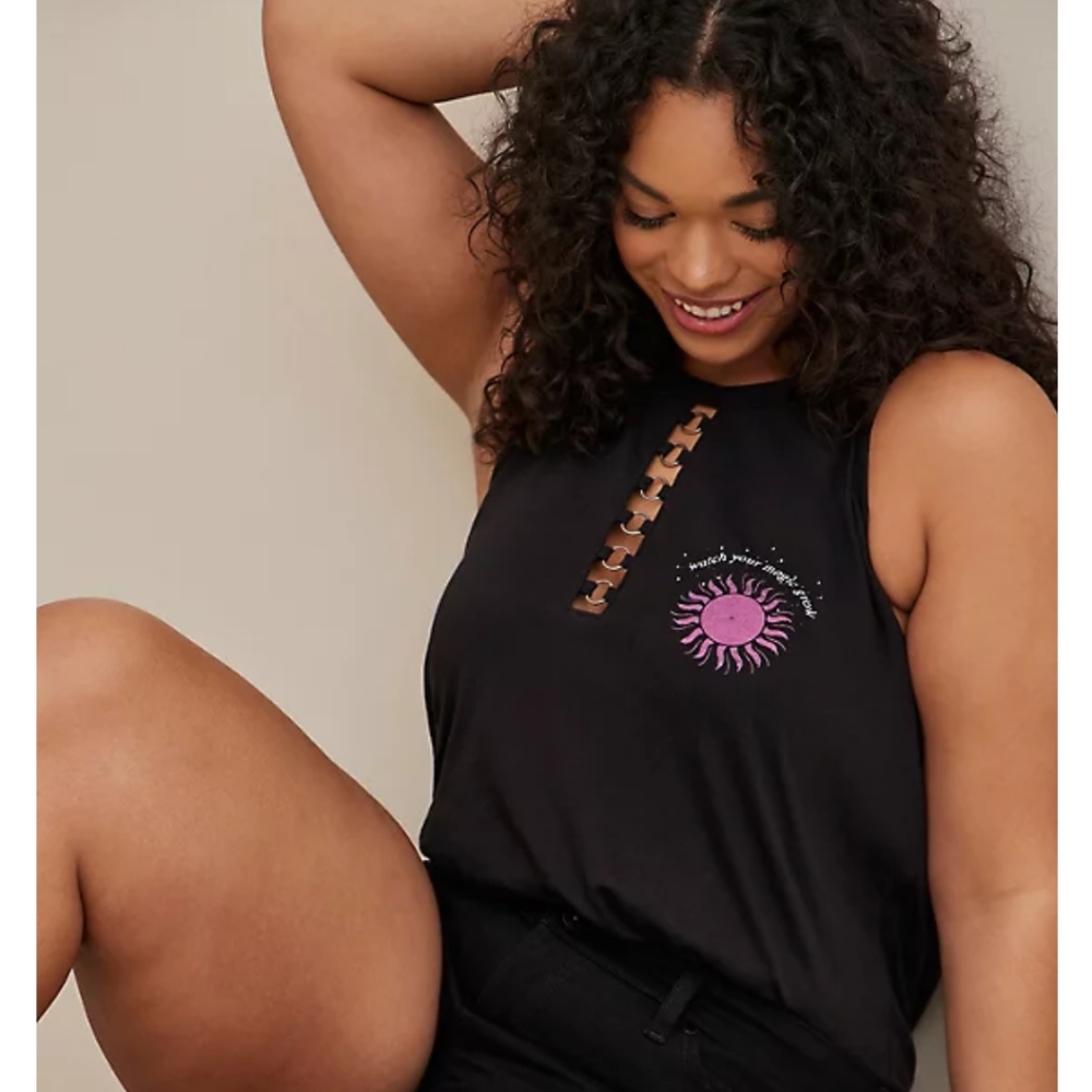 Torrid Women's Plus Sz Your Magic Grow High Neck O Ring Tank 3X